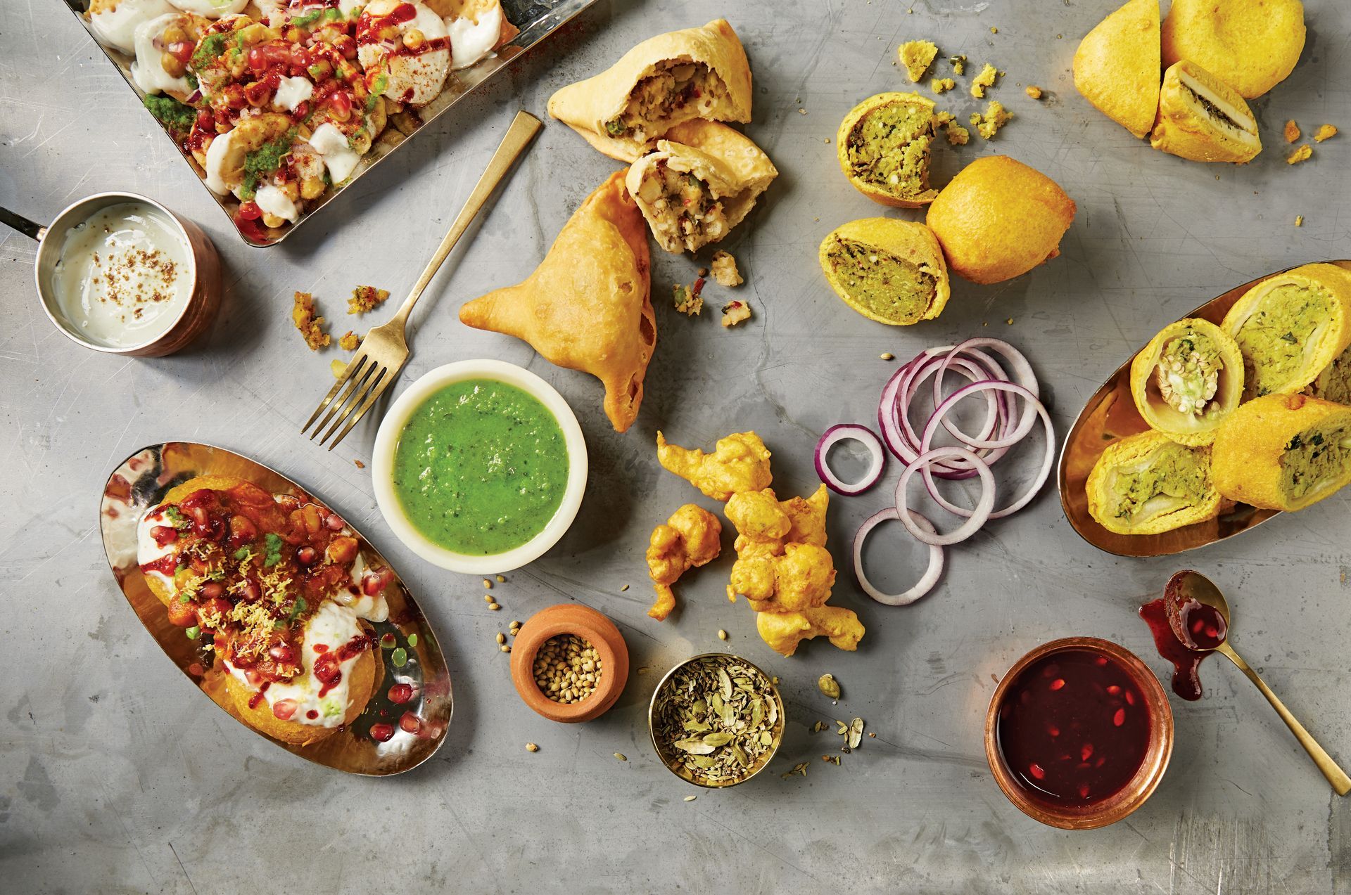 There are many different types of food on the table.