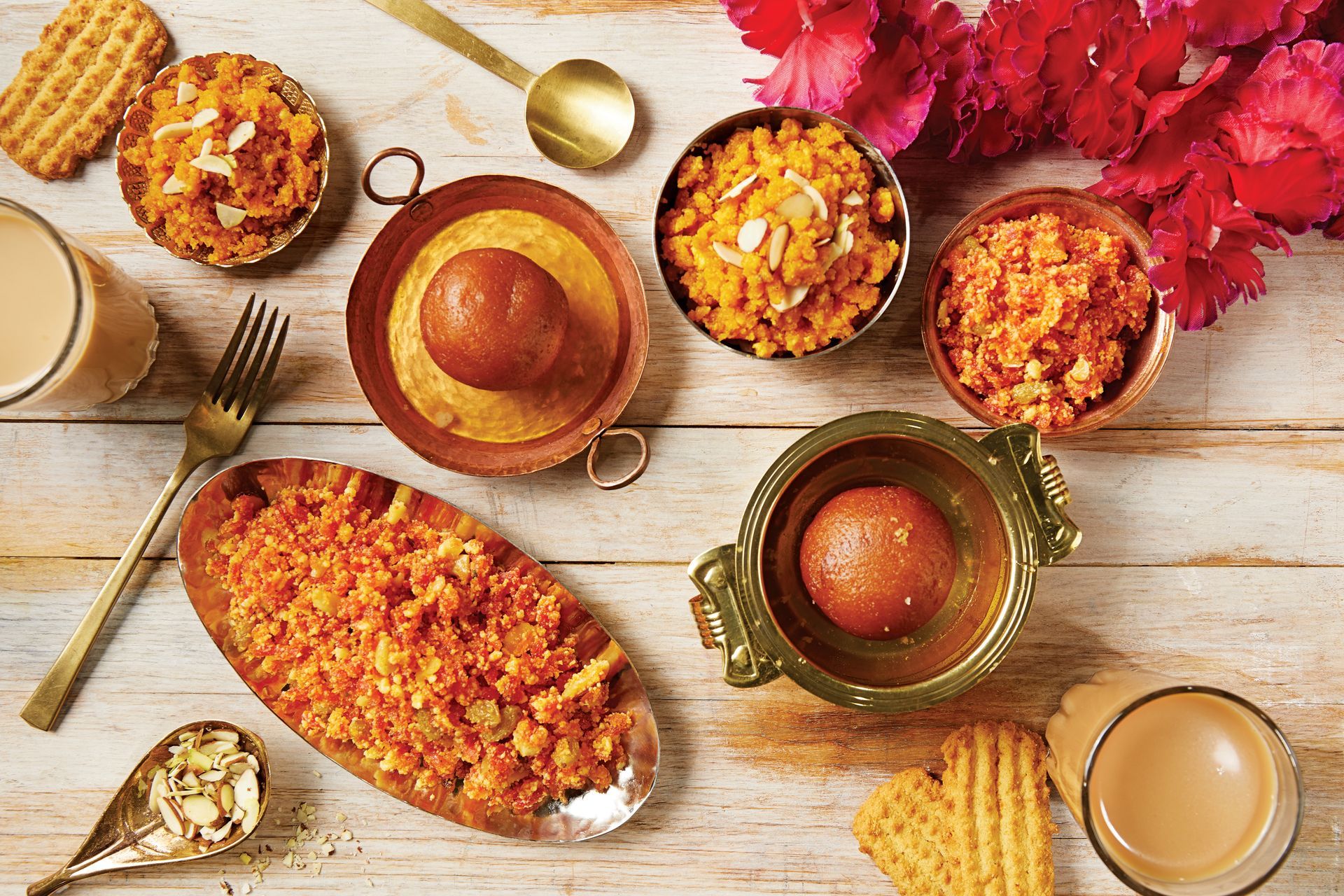 There are many different types of food on the table.