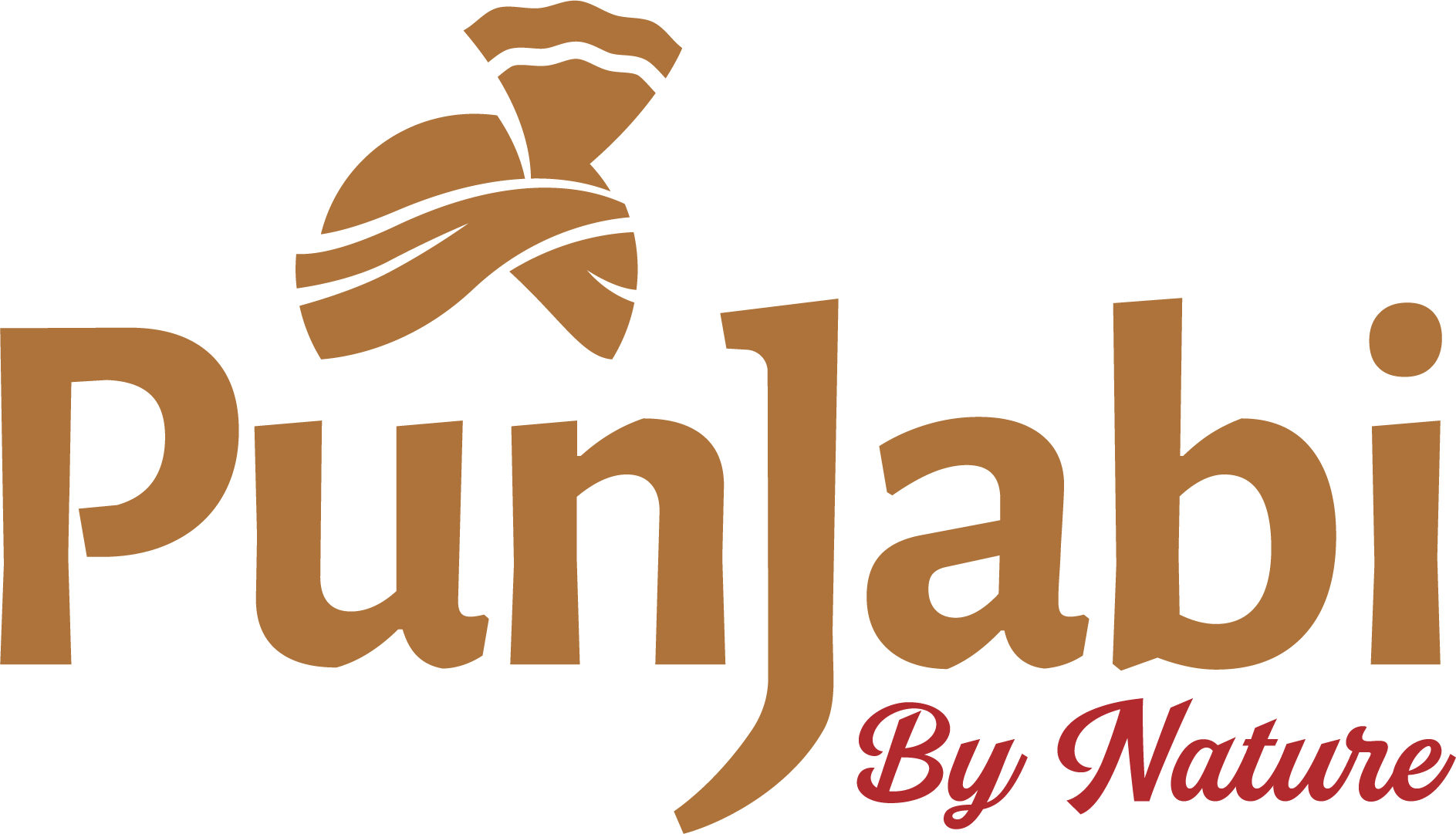The logo for punjabi by nature is brown and has a turban on it.