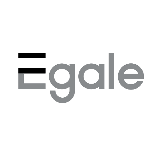 The logo for egale is a black and white logo on a white background.