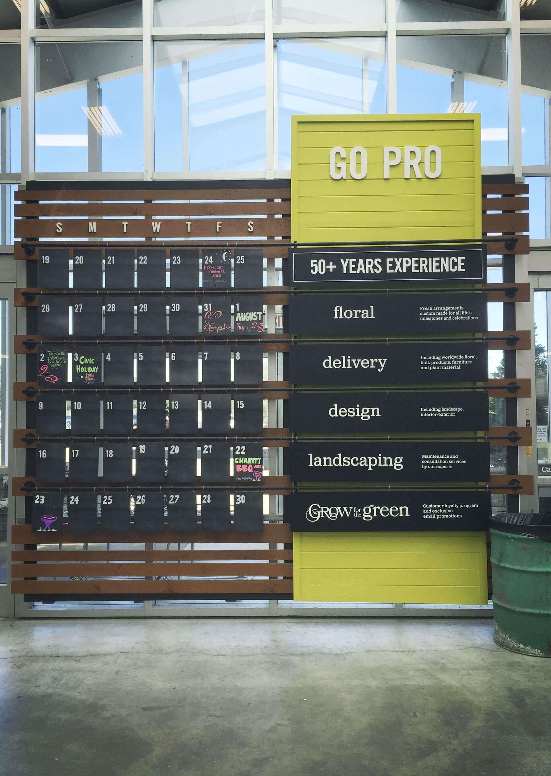 A wall with a sign that says go pro on it