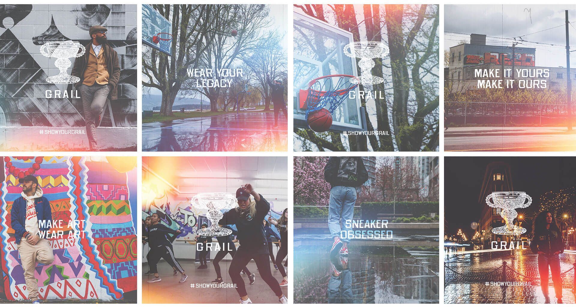 A collage of images of people dancing in a park.