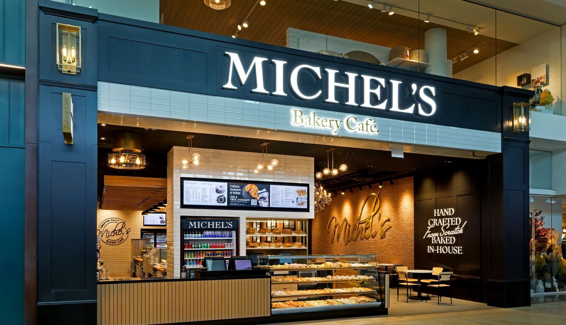 A bakery called michel 's is located in a mall.