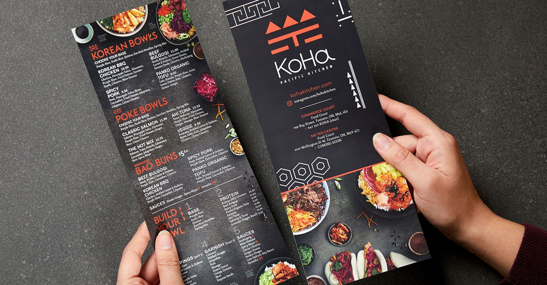 A person is holding a menu in their hands.