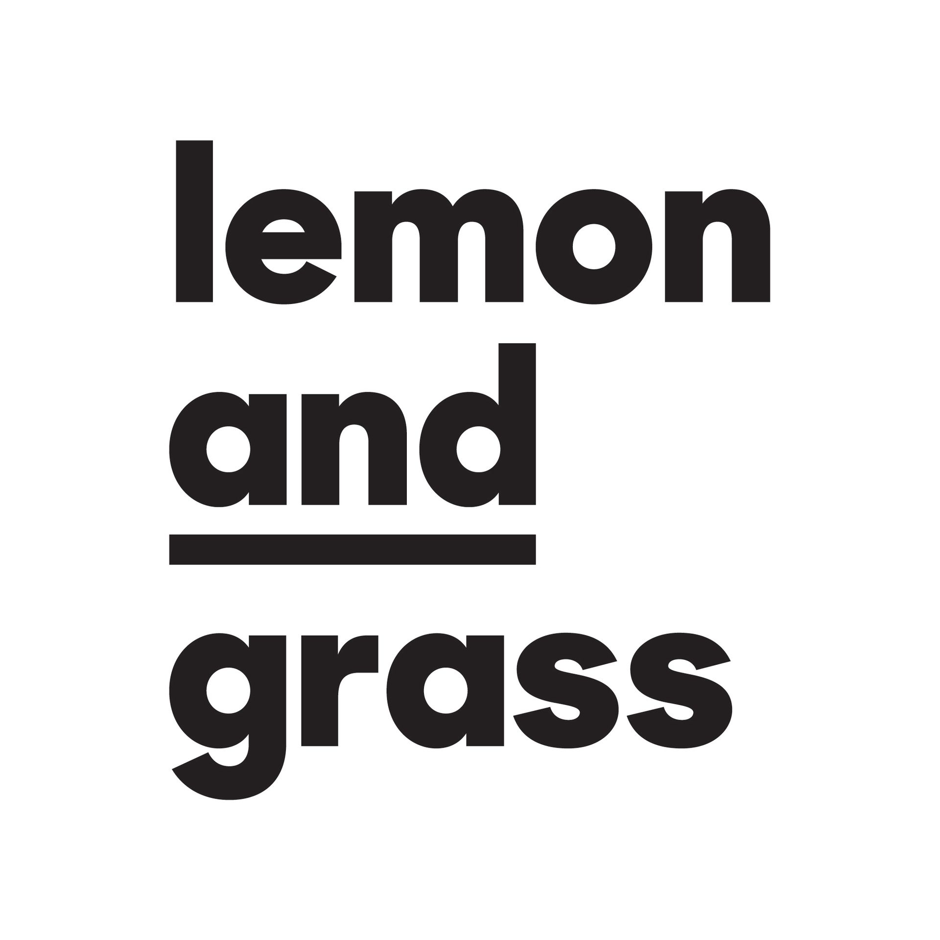 A black and white logo for lemon and grass.