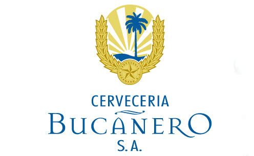 A blue and gold logo for cerveceria bucanero s.a.