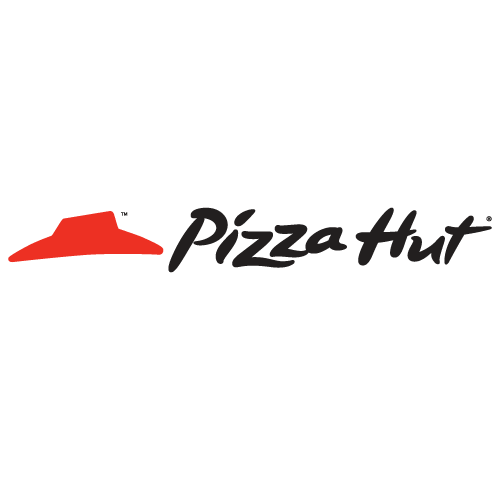 The pizza hut logo is on a white background.