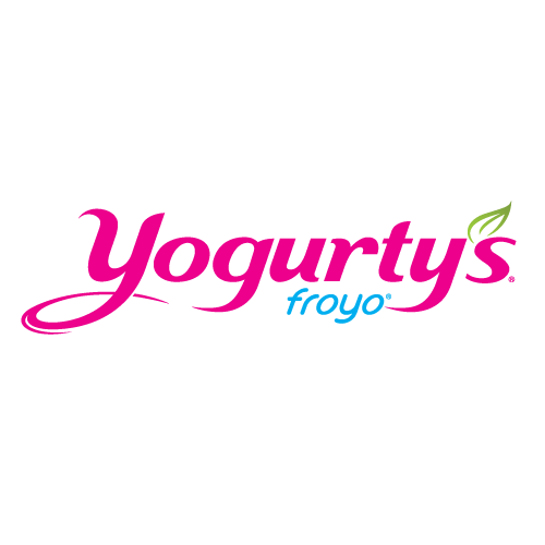 A pink logo for yogurty 's froyo on a white background.