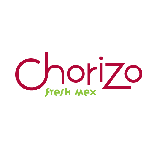 A chorizo fresh mex logo on a white background