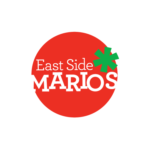 A red circle with the words east side marios on it