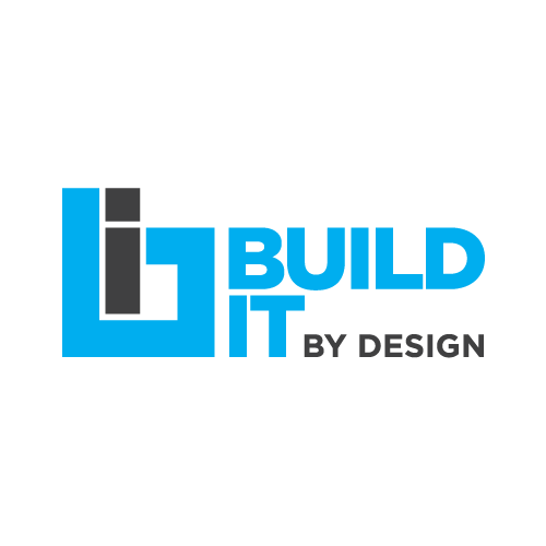 A logo for a company called build it by design.