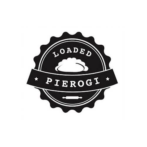 A black and white logo for loaded pierogi.