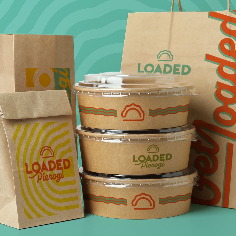 A bag that says loaded pierogi on it