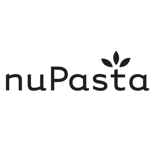 A black and white logo for a company called nupasta.