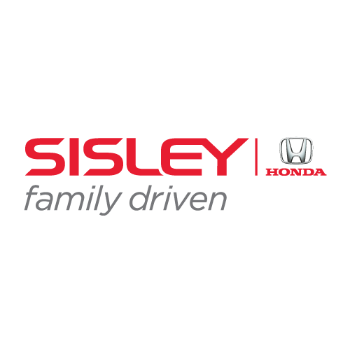 The sisley honda logo is red and white and says `` family driven ''.