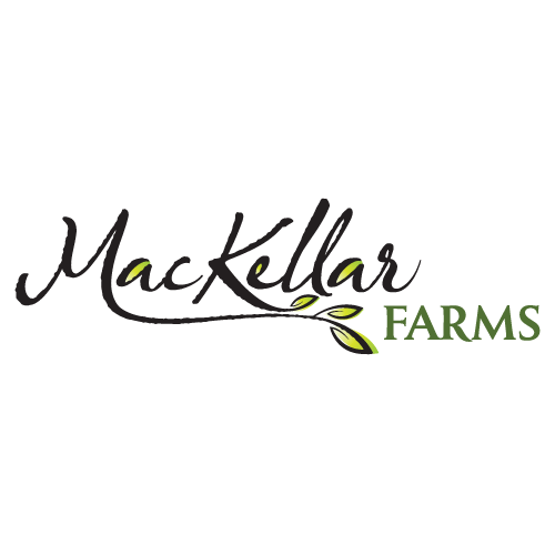 A logo for mackeller farms is shown on a white background.