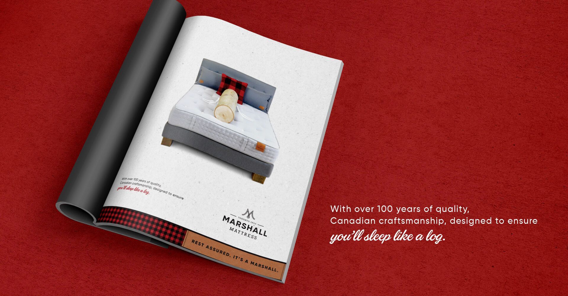 A magazine with a picture of a bed on it