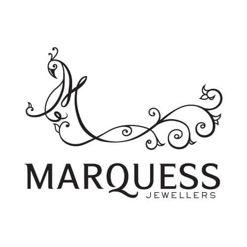 A black and white logo for marquis jewelers.