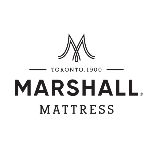The marshall mattress logo is a black and white logo on a white background.