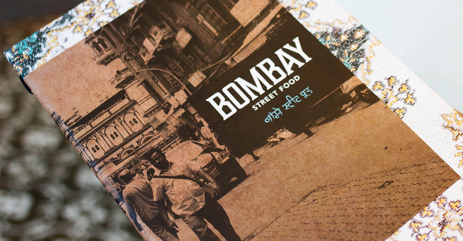 A book titled bombay street food is on a table