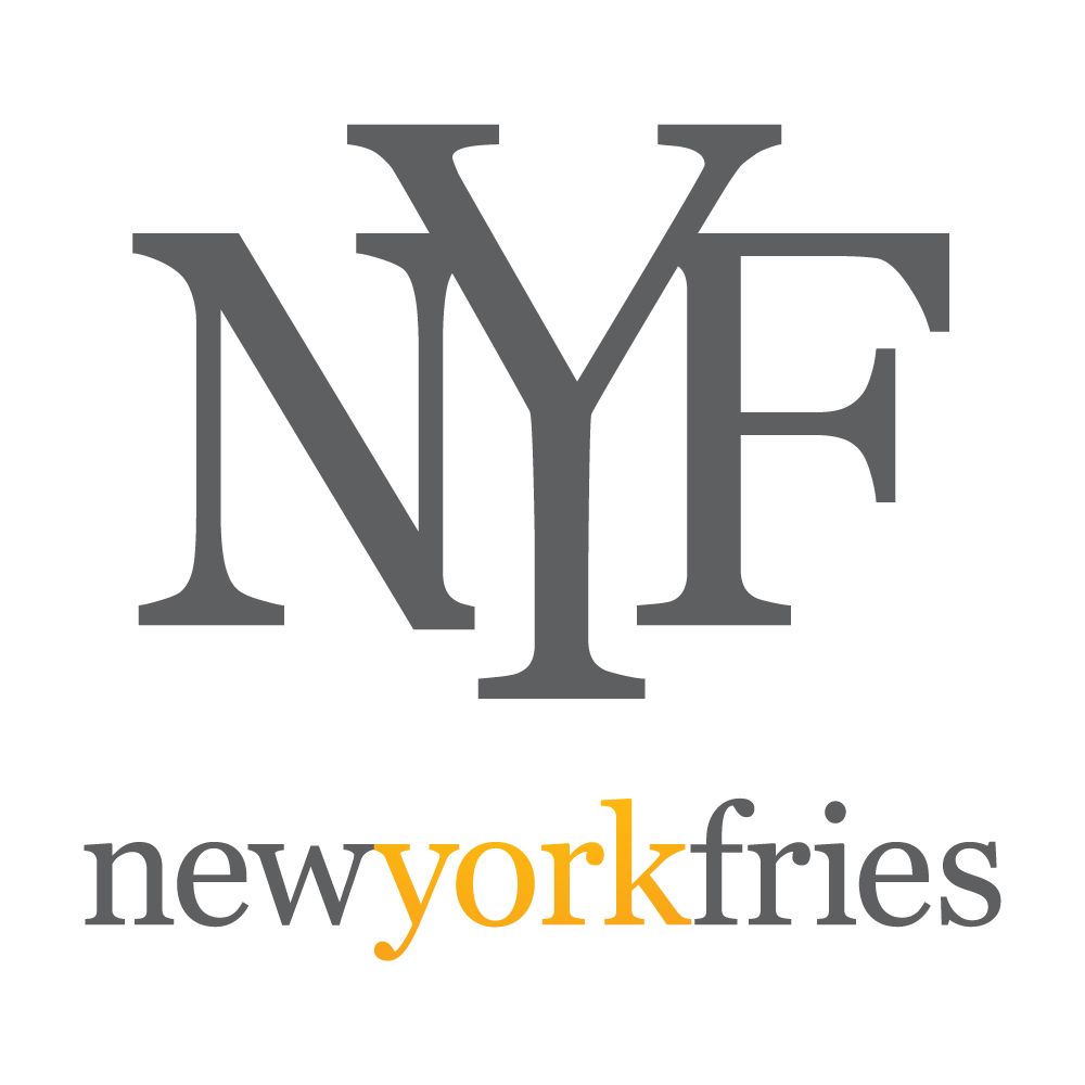 A logo for nyf new york fries on a white background