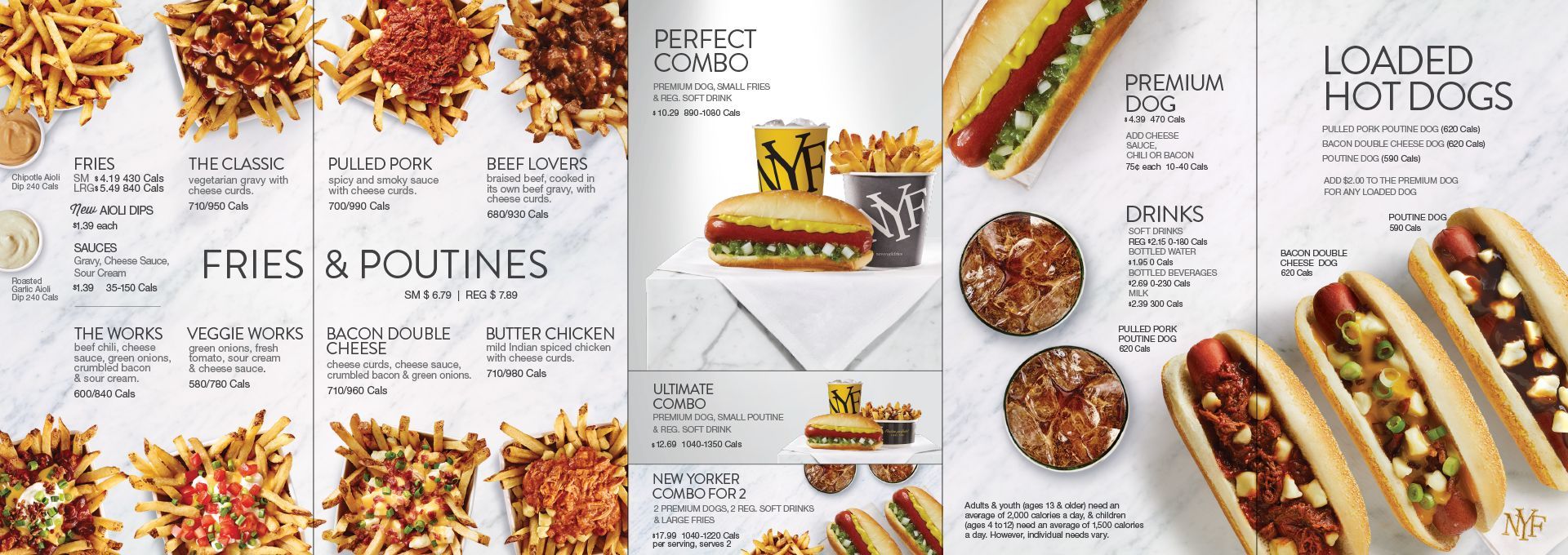 A menu for a restaurant with fries and potatoes on it