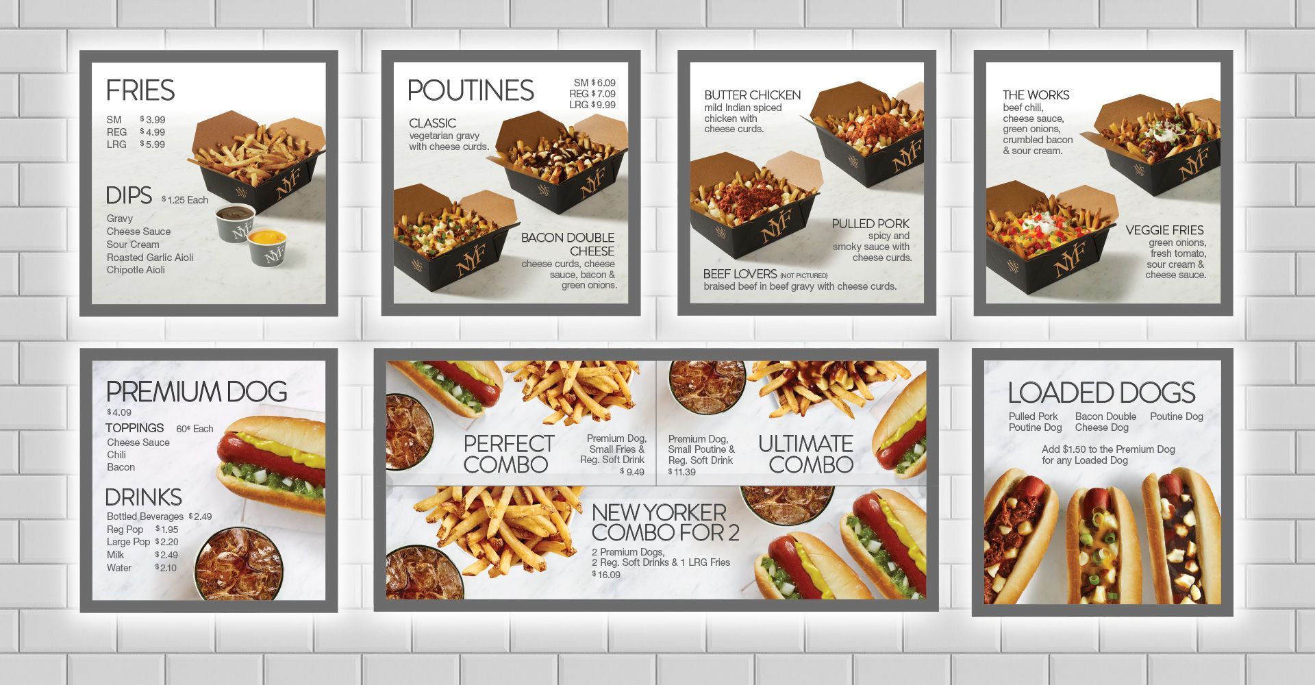 There are many different types of food on the menu.