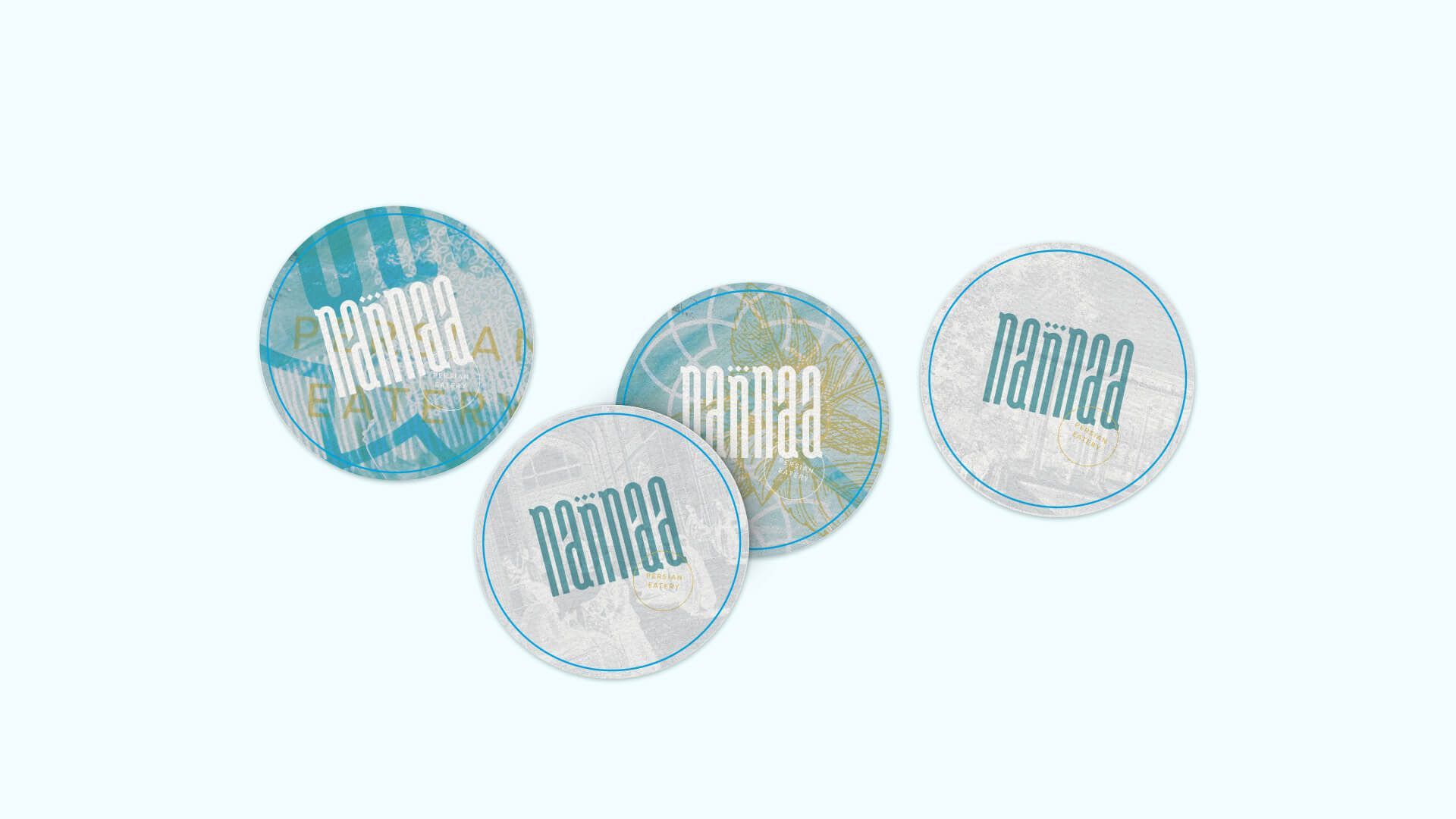 A group of four circles with the word nirvana on them on a white background.