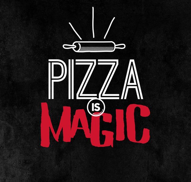 A black shirt that says pizza is magic