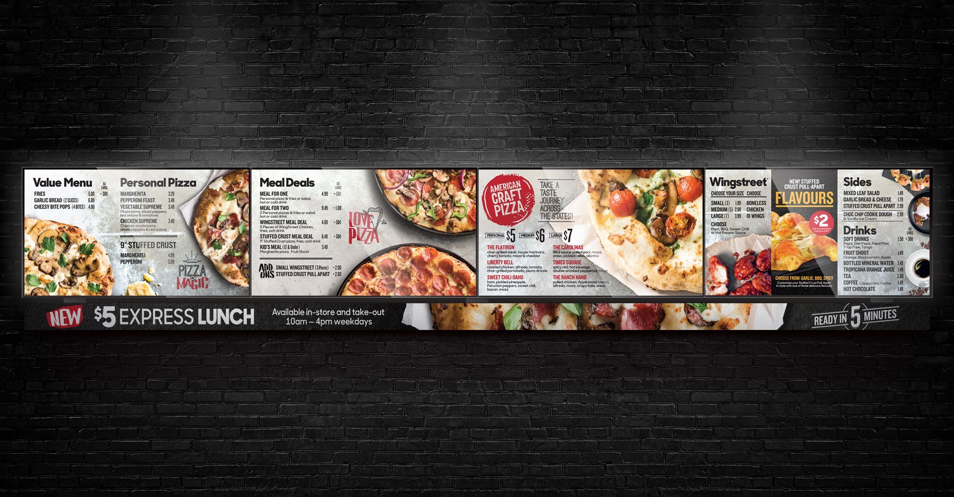 A menu for a restaurant that says 15 express lunch