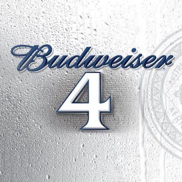 A budweiser logo with the number 4 on it