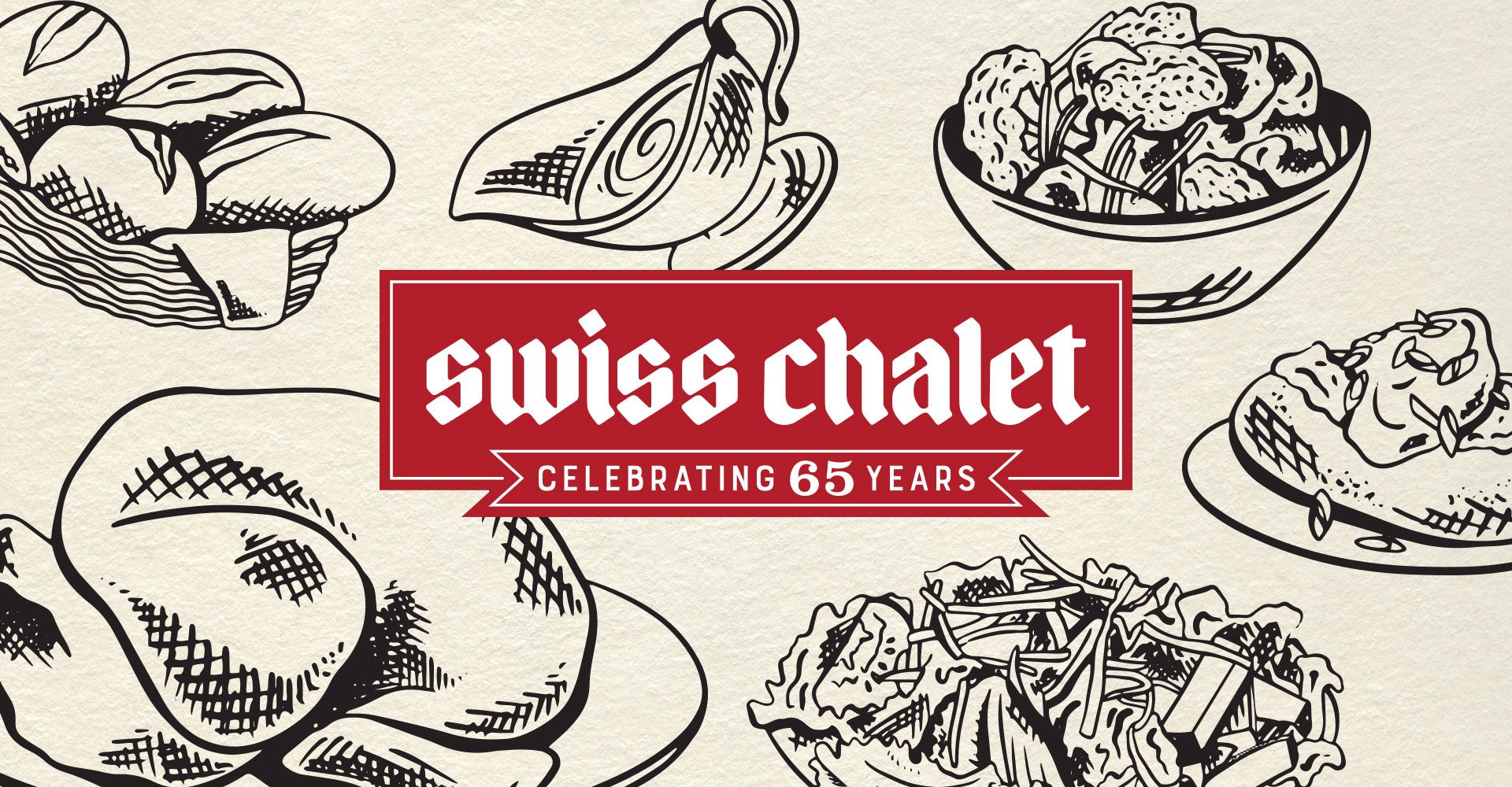 A poster for swiss chalet celebrating 85 years