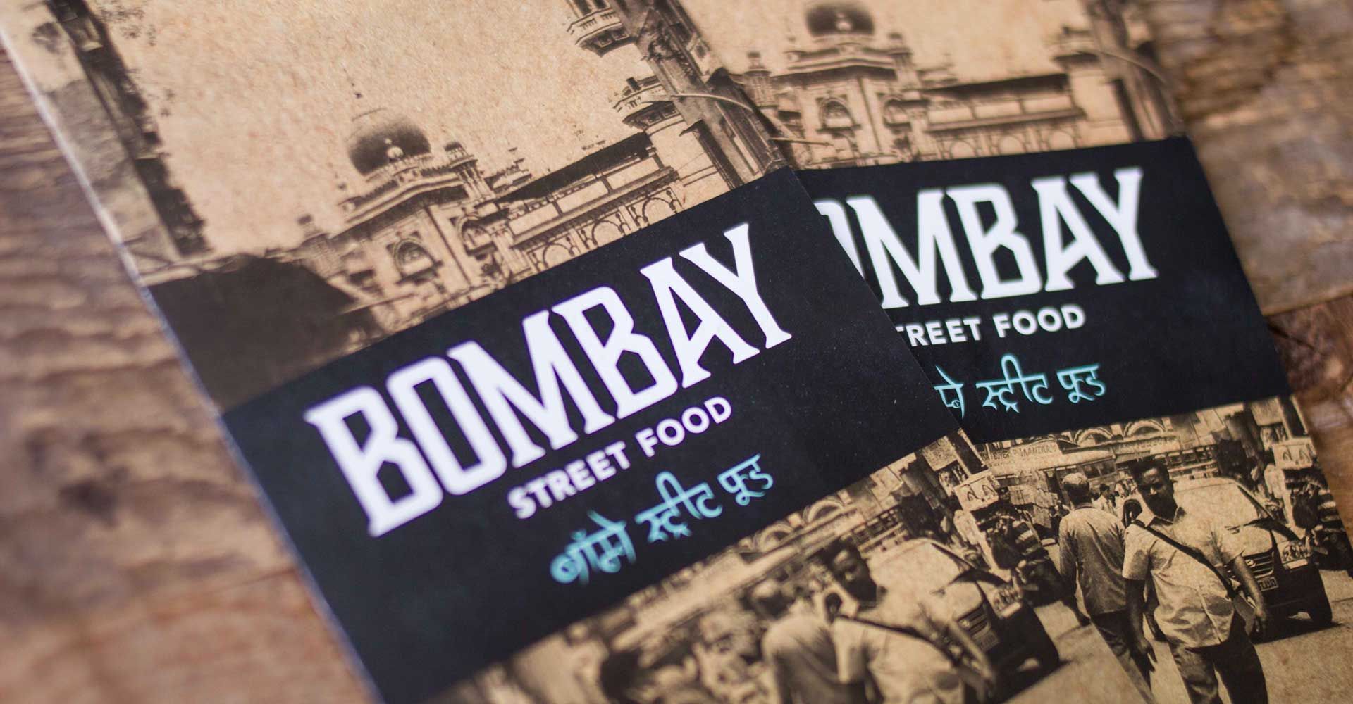 A close up of a pamphlet for bombay street food