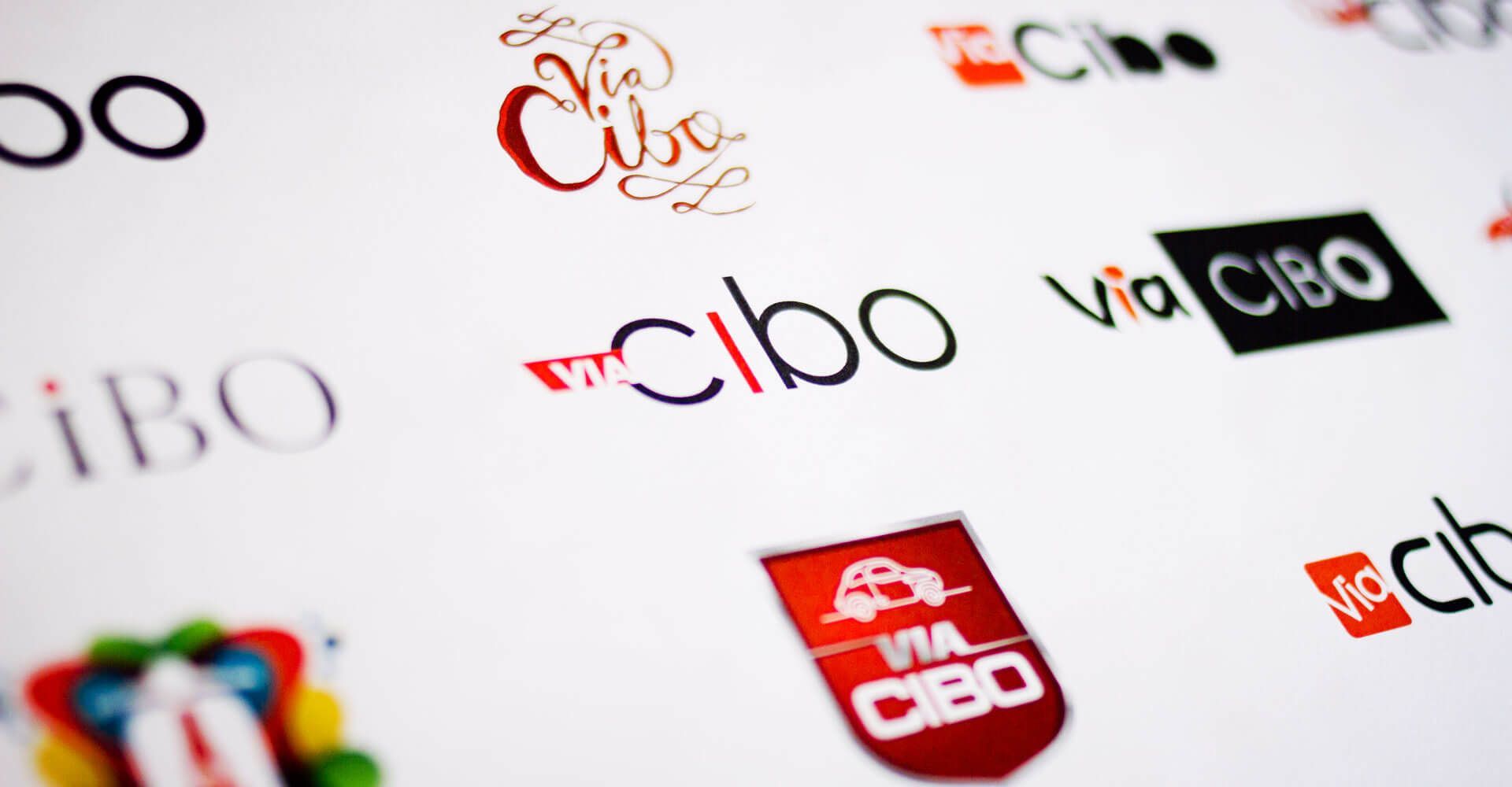 A bunch of logos on a white background including cibo