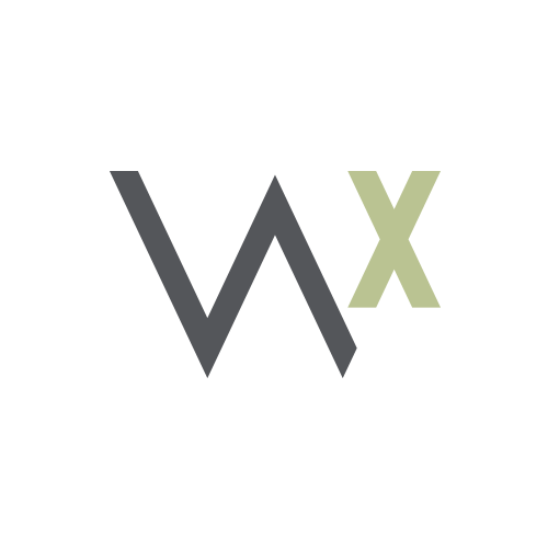A logo for a company called wx is shown on a white background.