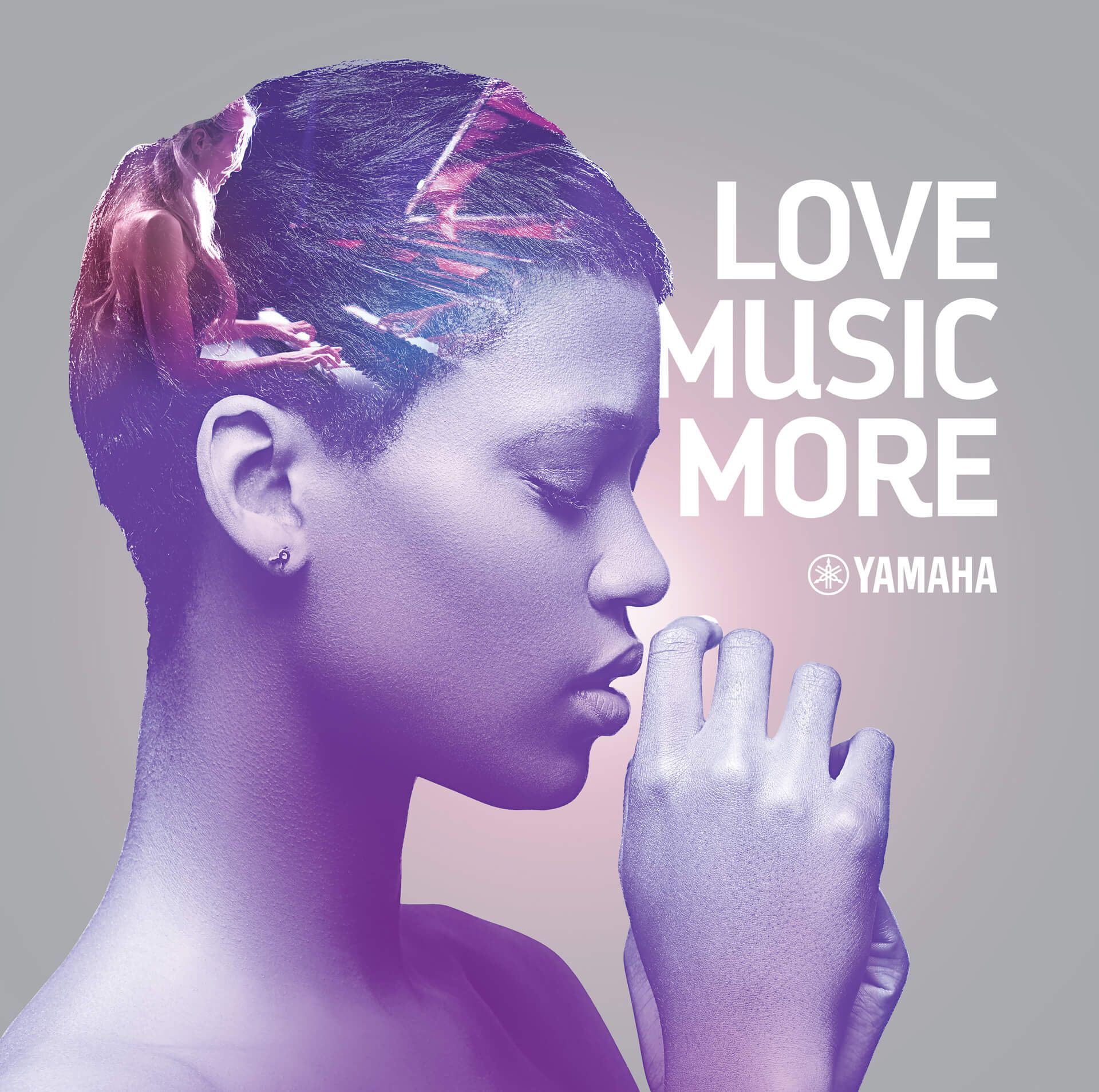 An advertisement for yamaha shows a woman praying