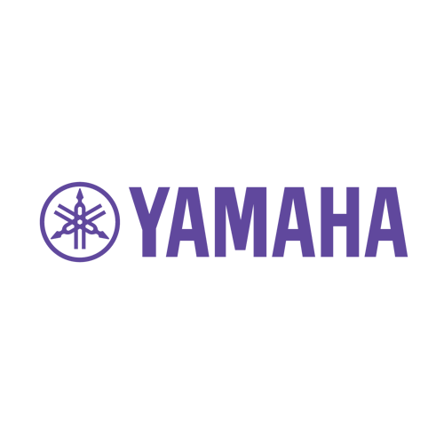 A purple yamaha logo on a white background.