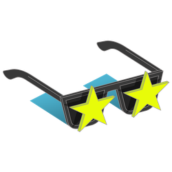 A pair of sunglasses with two yellow stars on them