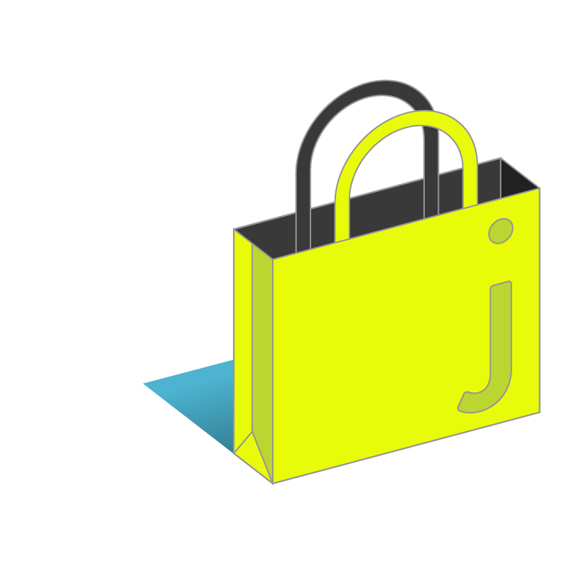 A yellow shopping bag with the letter j on it