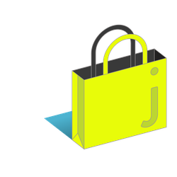 A yellow shopping bag with the letter j on it