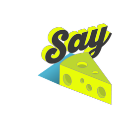 A slice of cheese with the word say above it