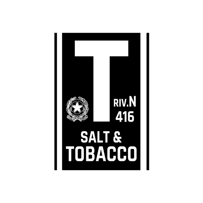 A black and white logo for salt and tobacco.
