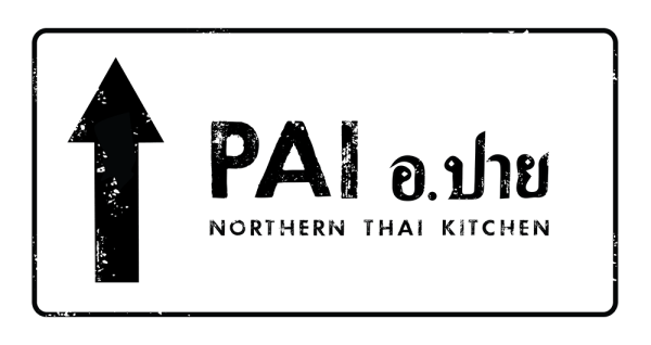 A black and white logo for pai northern thai kitchen