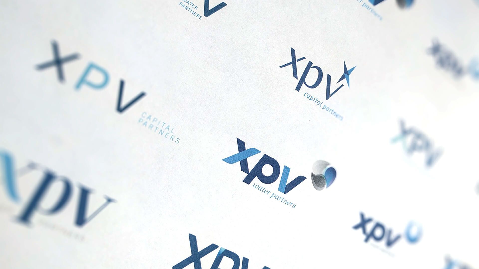 A close up of the xpv logo on a white background