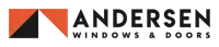 Logo of Andersen Windows & Doors featuring an abstract orange and black design and the company name.