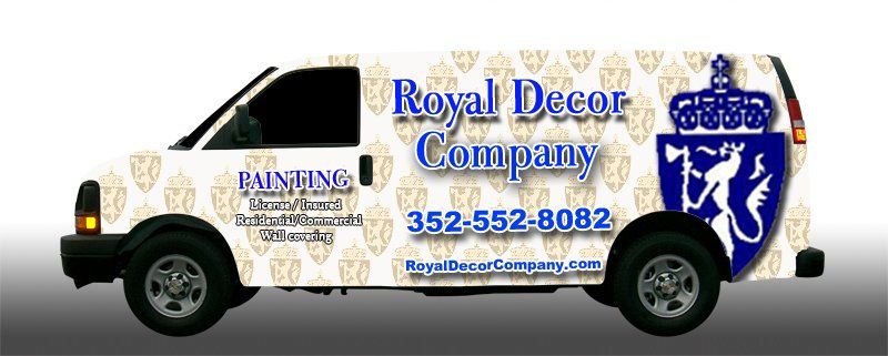 side view of royal decor delivery van