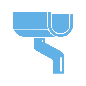 A blue gutter icon on a white background.