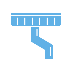 A blue gutter icon on a white background.