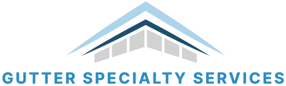 The logo for gutter specialty services shows a roof with a triangle on it.
