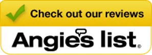 A yellow button that says check out our reviews angie 's list